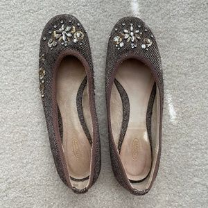 Talbots Gray and Brown Embellished Flats